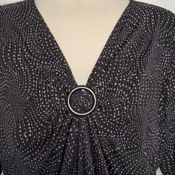 Tradition Black With Lilac & Grey Glitter Top - Picture 3 of 7